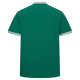 Back view of the Ireland WRWC25 Classic Jersey by Canterbury, a green women's rugby shirt with patterned trim on the collar and sleeves—stylish detailing for Rugby World Cup 2025.