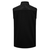 Back view of the Ireland 25/26 Elite Gilet by Canterbury—a black sleeveless vest with a high collar and shoulder yoke detail, ideal for dedicated Ireland rugby fans.
