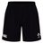 The Ireland 25/26 Gym Training Short by Canterbury features black fabric, an elastic waistband, the Canterbury logo on the left leg, and the IRFU logo on the right leg—perfect for gym sessions.