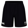 The Ireland 25/26 Gym Training Short by Canterbury features black fabric, an elastic waistband, the Canterbury logo on the left leg, and the IRFU logo on the right leg—perfect for gym sessions.