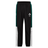 The Ireland Legends Track Pant by Canterbury features black fabric, green and white side panels, an elastic waistband, and the IRFU logo on the left thigh.