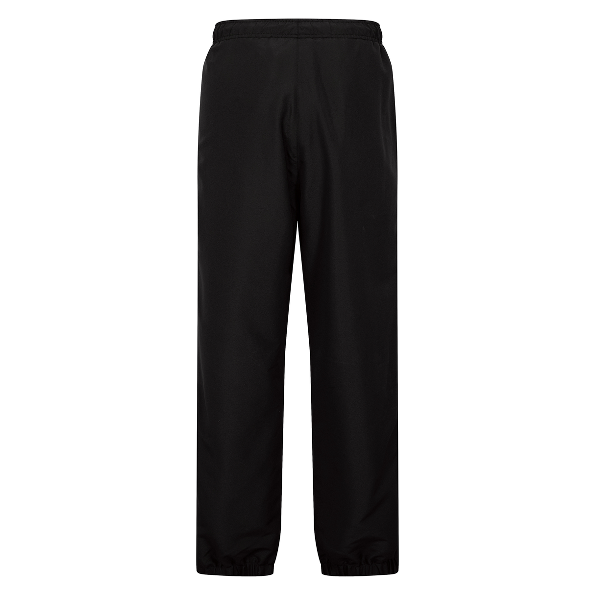 The Ireland Legends Track Pant by Canterbury in plain black features an elastic waistband and elasticized cuffs, shown from the back against a white background.