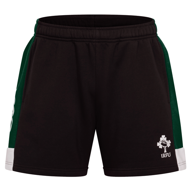 The Ireland Legends 7" Shorts by Canterbury feature green side panels, white accents, and the IRFU logo on the lower right leg—ideal for fans of Ireland shorts.