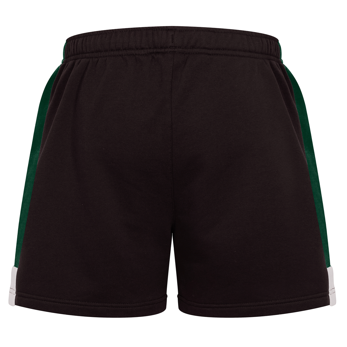 The Ireland Legends 7" Shorts by Canterbury are black athletic shorts with green side panels and white trim, shown from the back against a white background.