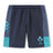 Ireland 26 Legends 7″ Shorts by Canterbury feature a navy blue design with teal panels, the official IRFU logo on the right leg, and a stylized graphic on the left leg. These athletic shorts have an elastic waistband and are ideal for fans looking for authentic Canterbury Ireland gear.