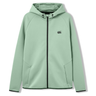 Canterbury Everest Zip Thru Hoodie in light green features a hood, black zipper, side pockets, and a small black logo on the left chest—a stylish performance hoodie from Canterbury.