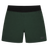 Canterbury Everest Woven Short 5" in dark green features a black elastic waistband, side pockets, and four-way stretch fabric for comfort and mobility, shown on a plain white background.
