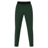 The Canterbury Everest Woven Pant 30" in dark green features a black elastic waistband, sweat-wicking fabric, and four-way stretch for comfort, shown on a white background.