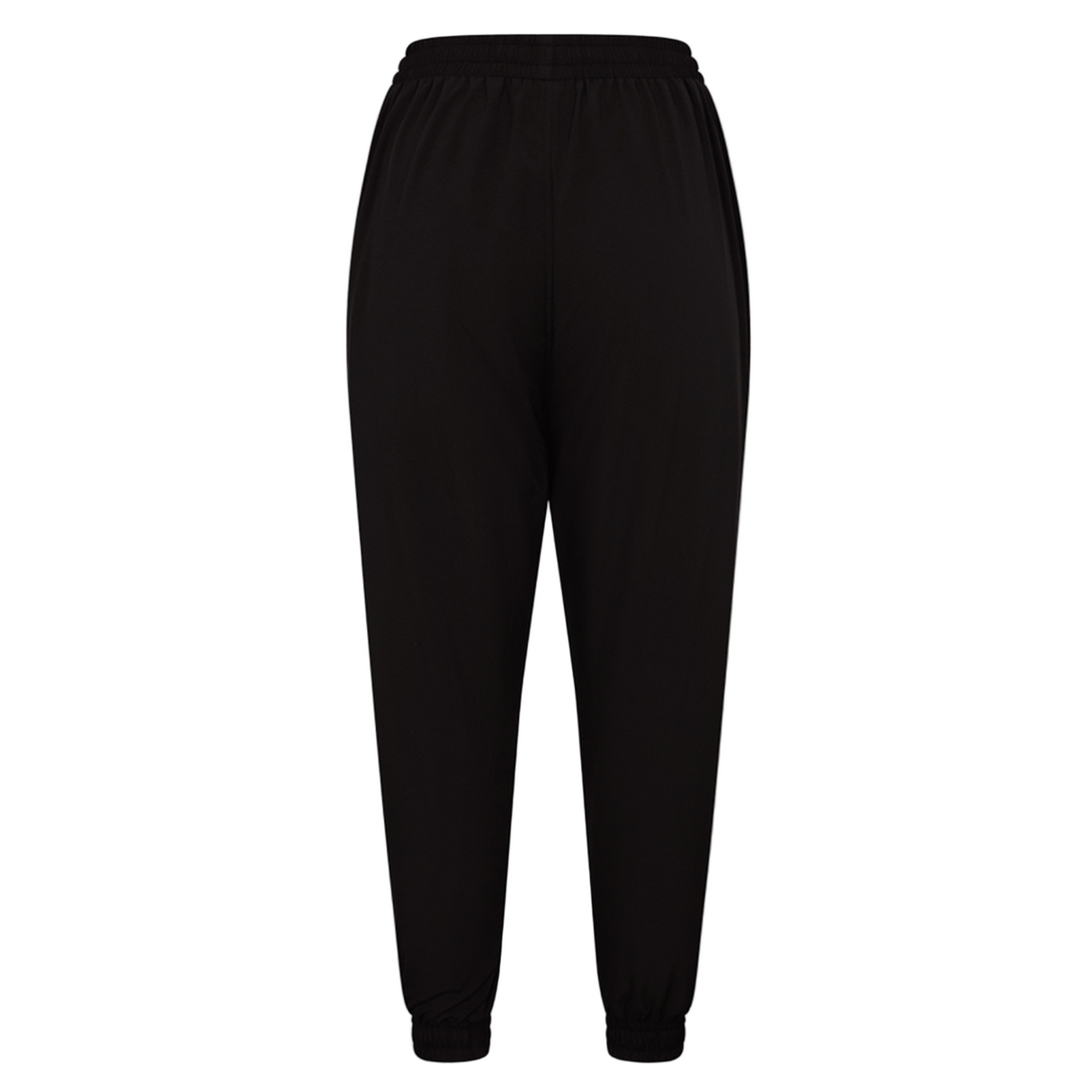 The Canterbury Women's Ireland 25/26 Training Pant features black athletic styling with an elastic waistband and cuffs, inspired by official Ireland gear, shown against a white background.