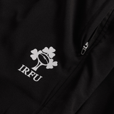 Close-up of a black Canterbury jacket with the IRFU logo beside a zippered pocket—ideal to pair with the Women's Ireland 25/26 Training Pant by Canterbury.