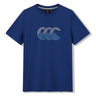 The Canterbury Fundamentals T-shirt by Canterbury is a blue short-sleeve shirt with a bold white “CCC” logo on the chest, ideal for athletic casual outfits or as a timeless rugby t-shirt.