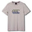 The Canterbury Fundamentals T-shirt by Canterbury is a light gray short-sleeve tee, featuring three stylized wave graphics in green and blue across the chest—ideal for athletic casual wear.