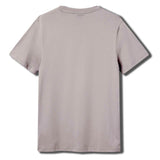 The Canterbury Fundamentals T-shirt by Canterbury is displayed from the back, lying flat on a white background with a slight shadow. This plain light gray short-sleeve tee is perfect for athletic or casual wear.