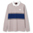 The Canterbury Stripe Rugby Jersey features a white collar, light grey body, navy blue horizontal stripe, and a white logo on the chest—a durable cotton shirt for classic style.