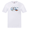 The Canterbury Uglies Logo T-shirt by Canterbury is a white cotton blend tee featuring a large stylized blue, brown, and gray striped logo graphic on the chest.