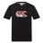 The Canterbury Uglies Logo T-shirt is a black, short-sleeve cotton-blend tee featuring a multicolored Uglies logo on the chest and a small neckline tag, inspired by classic Canterbury rugby shirt style.