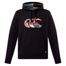 The Canterbury Uglies Logo Hoodie by Canterbury features a kangaroo pocket, a bold red, white, and blue "CCC" logo on the chest, and striped hood lining for standout rugby style.