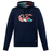 Canterbury Uglies Logo Hoodie in navy blue with a multicolored striped chest logo, front pouch pocket, and contrasting hood lining—a stylish rugby hoodie for any Canterbury fan.