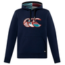 Canterbury Uglies Logo Hoodie in navy blue with a multicolored striped chest logo, front pouch pocket, and contrasting hood lining—a stylish rugby hoodie for any Canterbury fan.
