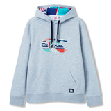 The Canterbury Uglies Logo Hoodie by Canterbury features a light grey color, a multicolored striped “CCC” logo on the chest, and a small black logo patch on the lower front. Inspired by classic rugby style, this hoodie also boasts a vibrant, colorful lining inside the hood for added personality.