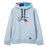 The Canterbury Uglies Logo Hoodie by Canterbury features a light grey color, a multicolored striped “CCC” logo on the chest, and a small black logo patch on the lower front. Inspired by classic rugby style, this hoodie also boasts a vibrant, colorful lining inside the hood for added personality.