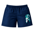 The Canterbury Women's Uglies Tactic Short features an elastic waistband and a bold teal and pink abstract logo on navy, inspired by the iconic Canterbury Uglies design.