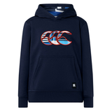 The Canterbury Youth Uglies Logo Hoodie is a navy blue hooded sweatshirt featuring a front pocket and a bold, colorful "CCC" logo on the chest. Inspired by the iconic Canterbury Uglies rugby style, this hoodie offers comfort and standout design for young rugby fans.
