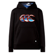 Canterbury Youth Uglies Logo Hoodie by Canterbury—a black hoodie featuring a vibrant, embroidered Uglies logo on the chest and a front kangaroo pocket, shown against a white background—ideal for bringing rugby flair to any youth rugby hoodie collection.