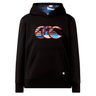 Canterbury Youth Uglies Logo Hoodie by Canterbury—a black hoodie featuring a vibrant, embroidered Uglies logo on the chest and a front kangaroo pocket, shown against a white background—ideal for bringing rugby flair to any youth rugby hoodie collection.