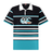 The Canterbury Uglies Short Sleeve Classic Rugby Jersey features black, white, turquoise, and teal stripes, a white collar, heavyweight cotton fabric, and a bold CCC logo on the chest.