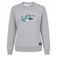 The Canterbury Women's Uglies Logo Crew Sweatshirt features a light grey crewneck design with a vibrant multicolored striped "CCC" logo on the chest, taking inspiration from the iconic Canterbury Uglies sweatshirt. Finished with a small black logo patch on the lower left hem, this must-have women's rugby sweatshirt by Canterbury blends laidback style and athletic heritage.