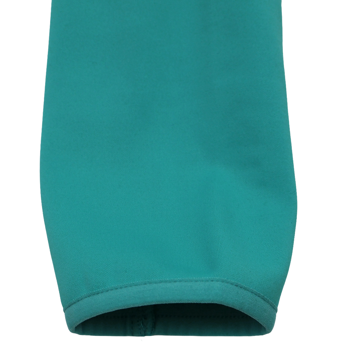 Close-up of the cuff on the Ireland 26/27 Summer Tour Training Hoodie by Canterbury, highlighting the teal sleeve and visible stitching against a white background.