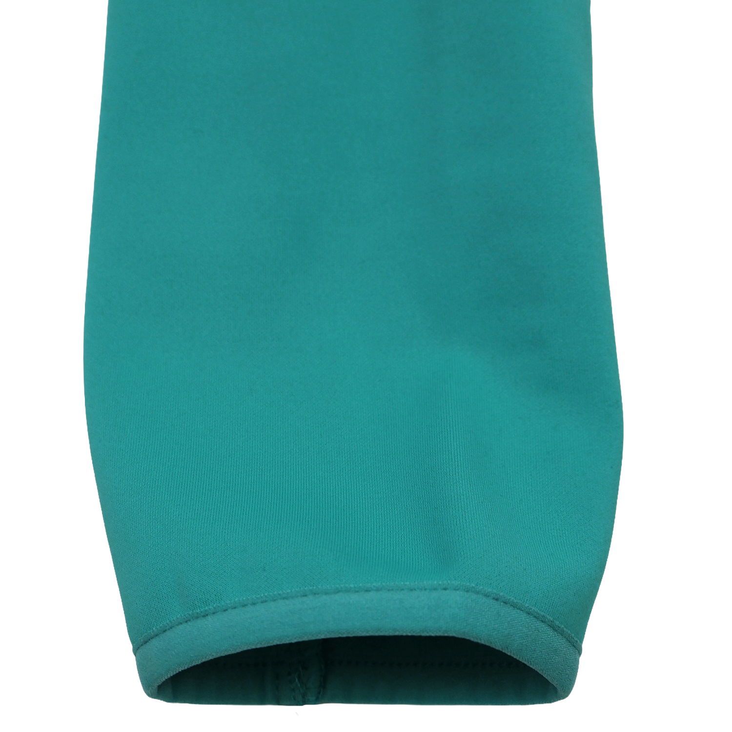 Close-up of the cuff on the Ireland 26/27 Summer Tour Training Hoodie by Canterbury, highlighting the teal sleeve and visible stitching against a white background.