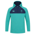 The Ireland 26/27 Summer Tour Training Hoodie by Canterbury features zippered pockets, the Canterbury logo, the IRFU crest, a sleeve logo, and moisture-wicking fabric to keep you comfortable and stylish.