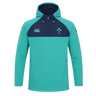 The Ireland 26/27 Summer Tour Training Hoodie by Canterbury features zippered pockets, the Canterbury logo, the IRFU crest, a sleeve logo, and moisture-wicking fabric to keep you comfortable and stylish.