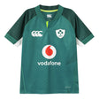 Display your pride with the Ireland 26 Home Pro Jersey by Canterbury. This green Ireland rugby jersey showcases the iconic IRFU logo, Canterbury branding, and a bold Vodafone sponsor logo on the front. Designed for fans, it’s an authentic Ireland Home Pro Jersey crafted by Canterbury for outstanding performance and style.
