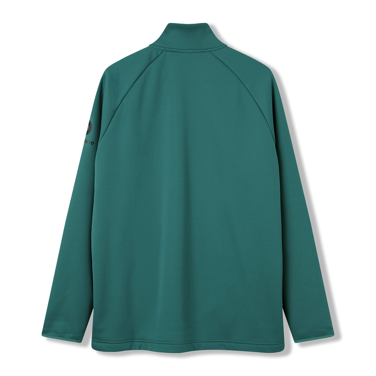 A long-sleeved, green Ireland 26 1/4 Zip Training Top by Canterbury is displayed laid flat with the back facing up against a white background. This rugby training top features Thermoreg technology from Canterbury to help regulate your body temperature during intense sessions.