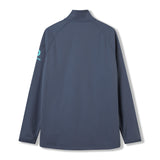 The Ireland 26 1/4 Zip Training Top by Canterbury, shown from the back in dark gray with long sleeves, features a minimalist design and a small blue logo on the right sleeve. Inspired by Ireland rugby training apparel, this Canterbury top incorporates advanced Thermoreg technology to deliver extra warmth and comfort.
