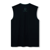 Sleeveless black Ireland 26 Training Tank by Canterbury AW26 shown from the back, featuring a small Vodafone logo near the upper center below the neckline.