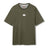 The Canterbury Tempo+ GFX Training T-Shirt in olive green features short sleeves and a small white Canterbury logo on the chest, shown against a white background. This lightweight gym shirt is ideal for everyday wear or as a dependable rugby training t-shirt.