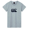The Canterbury Women’s Rakaia 2.0 T-shirt features a light gray short-sleeve design with a navy blue “CCC” logo on the chest, drawing inspiration from Canterbury Rakaia and celebrating New Zealand rugby heritage. This women’s t-shirt from Canterbury seamlessly blends classic style with sports tradition.