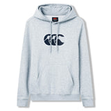 The Women Rakaia 2.0 Hoodie by Canterbury in light gray features a convenient front pocket and a dark blue Canterbury logo prominently displayed on the chest—making it the ideal women’s rugby hoodie for both comfort and style.