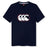 Canterbury Rakaia 2.0 T-shirt in navy blue, featuring a white and red wave-like logo centered on the chest, inspired by classic New Zealand rugby apparel.