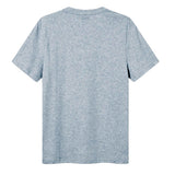 The Canterbury Rakaia 2.0 T-shirt by Canterbury, inspired by classic New Zealand rugby apparel, is displayed from the back in a plain heather gray color on a white background.