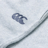 The Rakaia 2.0 Fleece Pant by Canterbury features a light gray fabric and showcases Canterbury’s signature dark blue logo with three overlapping, stylized C shapes, combining comfort and style for everyday wear.