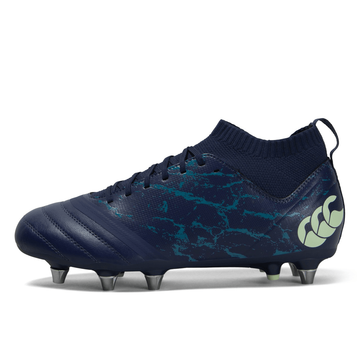 A Canterbury Stampede Pro SG - Medieval Blue/Blue Sapphire rugby boot, providing excellent traction.