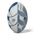 A Canterbury Thrillseeker Play rugby ball with a blue and white design on a white background.