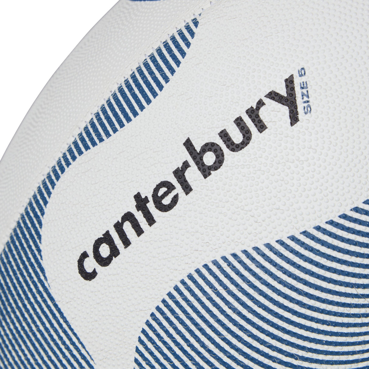 Close-up of a textured Canterbury Thrillseeker Play Rugby Ball with the Canterbury logo.