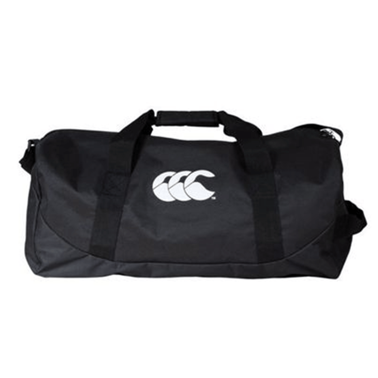 A Canterbury Packaway Duffle Bag with double handles and a shoulder strap, perfect for transporting workout essentials, featuring a white Canterbury logo on the front.