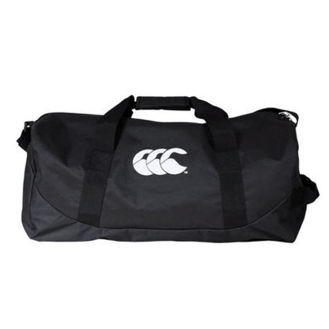 A Canterbury Packaway Duffle Bag with double handles and a shoulder strap, perfect for transporting workout essentials, featuring a white Canterbury logo on the front.